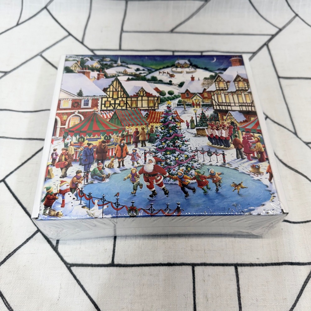 Wishdiam Jigsaw Puzzle 1000pc Multicolor Christmas Village Santa Skating NO.8827